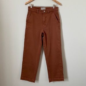 Everlane Straight Leg High Waisted Cropped Pants size 8 Brown